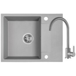 Zlewozmywak KUCHINOX Rab SBFA513Y Szary + bateria stojąca