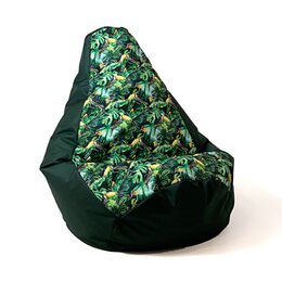 Pufa worek GO GIFT Grusza Druk Papuga Czarno-zielony XXL 140 x 100 cm