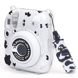 Pokrowiec LOVEINSTANT SB7949 do FujiFilm Instax Mini 12 Przezroczysty Brokat + Naklejki