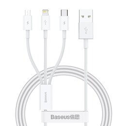 Kabel USB - USB-C/Lightning/Micro USB BASEUS Superior 3w1 1m Biały