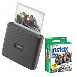 Drukarka FUJIFILM Link Wide Szary + Wkład do aparatu FUJIFILM Instax Wide 20 arkuszy