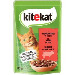 Karma dla kota KITEKAT z wołowiną w sosie 85 g