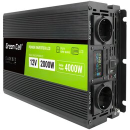 Przetwornica GREENCELL INVGC12P2000LCD 12V/230V 200W/4000W