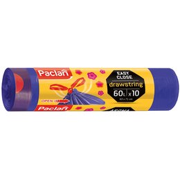 Worki na śmieci PACLAN Drawstring 136914 60L (10 szt.) Fioletowy