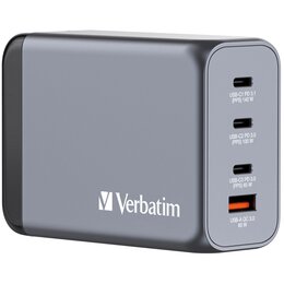 Ładowarka sieciowa VERBATIM GNC-240 GaN 240W  + Adapter EU/UK/US Szary