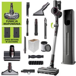 Odkurzacz GÖTZE&JENSEN VV950S ze stacją czyszcząco-ładującą, z funkcją mycia i polerowania, 2 wymienne baterie w zestawie