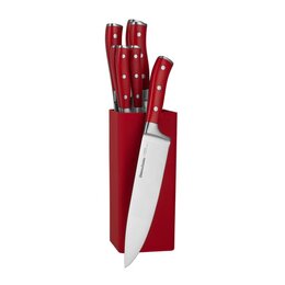 Zestaw noży ze stojakiem VINTAGE CUISINE (7 elementów) Czerwony