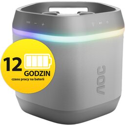 Power Audio AOC O3, 80W, Bluetooth, Bateria 12 godzin, Funkcja wzmocnienia basów, Ładowarka indukcyjna, IPX4