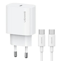 Ładowarka sieciowa USAMS T65 OYXLTZ01 20W Biały + kabel USB-C - USB-C