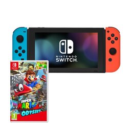 Konsola NINTENDO Switch HAC-001(-01) + Kontroler Switch Czerwono-niebieski + Mario Odyssey Gra NINTENDO SWITCH