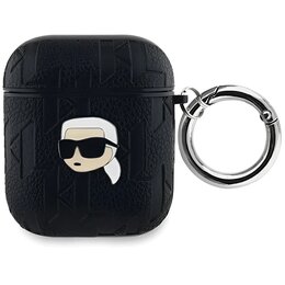 Etui na słuchawki KARL LAGERFELD Monogram Karl Head do Apple AirPods 1/2 Czarny
