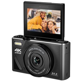 Aparat cyfrowy EASYPIX V64 Flip Czarny, 18x zoom cyfrowy, 4K