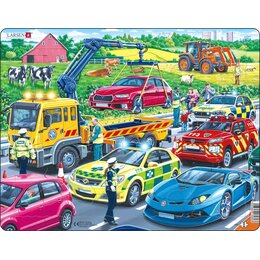Układanka LARSEN Maxi Pojazdy ratunkowe na autostradzie LA-PG3 (26 elementów)