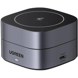 Ładowarka indukcyjna UGREEN W256 QI 2w1 do Apple iPhone AirPods 20W Czarny + Kabel USB-C - USB-C 1m Czarny