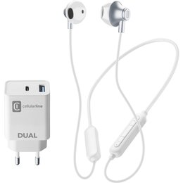 Ładowarka sieciowa CELLULARLINE PD 20W Biały + Słuchawki Bluetooth