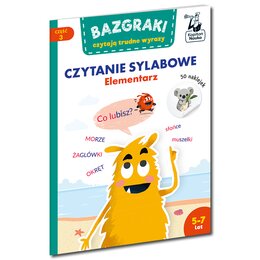 Książka z naklejkami Bazgraki czytają trudne wyrazy Czytanie sylabowe Elementarz (miękka okładka)