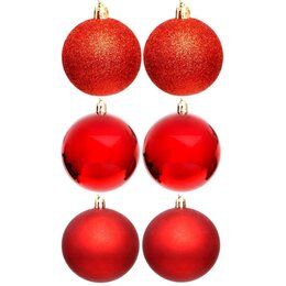 Bombki CHRISTMAS DECORATION 80 mm Czerwony (6 sztuk)