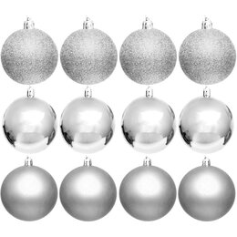 Bombki CHRISTMAS DECORATION 60 mm Srebrny (12 sztuk)