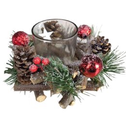 Świecznik dekoracyjny SASKA GARDEN Wood 16 x 9 cm