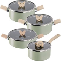 Garnek z pokrywką TEFAL BLOSSOM Mint G1744424 20 cm + Garnek z pokrywką TEFAL BLOSSOM Mint G1747024 24 cm + Garnek z pokrywką TEFAL BLOSSOM Mint G1744624 24 cm + Rondel z pokrywką TEFAL BLOSSOM Mint G1742324 18 cm