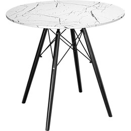 Stolik kawowy EHOKERY Paris Black DTW 80 cm Marmur Biały