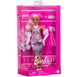 Lalka Barbie Deluxe Style Metaliczna różowa sukienka Barbiecore HYV25