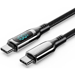 Kabel USB-C USB-C VENTION z wyświetlaczem 100W 1.2m Czarny