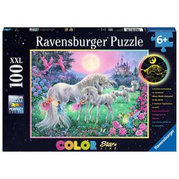 Puzzle RAVENSBURGER Color Star Line Jednorożce w blasku księżyca 13670 (100 elementów)