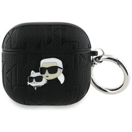 Etui na słuchawki KARL LAGERFELD Monogram Karl & Choupette Head do Apple Airpods 4 Czarny