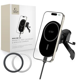 Uchwyt na telefon TECH-PROTECT V6 Magsafe Vent Wireless Charger 15W Czarny