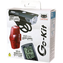 Zestaw lampek rowerowych CATEYE HL-EL041RC + TL-LD800B + Licznik CC-VT230W