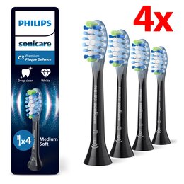 Oryginalne końcówki PHILIPS Sonicare C3 HX9044/88 Średnio miękkie włókna (4 szt. zapas na rok) (Zaawansowane usuwanie płytki bakteryjnej)