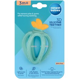 Gryzak CANPOL BABIES Sensoryczny 3D Truskawka 80/400 Zielono-żółty