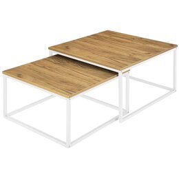 Zestaw stolików kawowych LOFTINSPIRED Velen Kwadratowy Craft + Biały