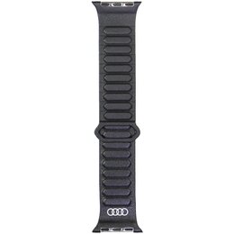 Pasek AUDI Logo Genuine Leather Magnetic Ring do Apple Watch 4/5/6/7/8/9/10/SE/SE2 (40/41/42mm) Czarny