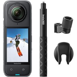 KAMERA SPORTOWA INSTA360 X4 SKI BUNDLE, kamera 360° 8K/30 FPS z mocowaniami na narty i niewidocznym kijem selfie-stick 