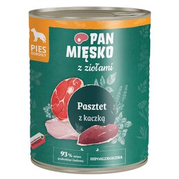 Karma dla psa PAN MIĘSKO z Ziołami Pasztet z kaczką 800 g