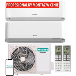Klimatyzator Multisplit, Pompa ciepła powietrze - powietrze HISENSE Energy Pro + 2AMW42U4RGC (2 pomieszczenia) z usługą montażu