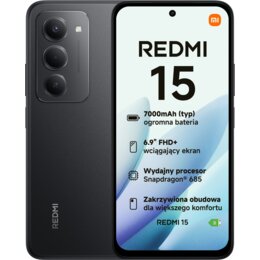 Smartfon XIAOMI Redmi 15 8/256GB 6.9" 144Hz Czarny