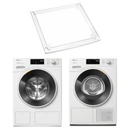 Pralka MIELE W1 WSG883 WCS 9kg 1400 obr TwinDos SteamCare AutoDos + Suszarka MIELE TSH783WP EcoSpeed z pompą ciepła + Łącznik MIELE WTV 502
