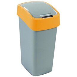 Kosz na śmieci uchylny CURVER Flip Bin szczelna pokrywa, plastik 45L Szaro-pomarańczowy