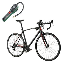 Rower szosowy FONDRIEST 110 Corsa MIG 1.O U24 28 cali Czarno-czerwony + Pompka rowerowa BOSCH EasyPump 0603947000