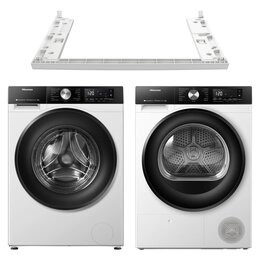 Pralka HISENSE WF3S8045BW3PL + Suszarka HISENSE DH3S802BW3 PL + Łącznik HISENSE SKHDSNW