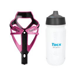 Koszyk na bidon GARMIN Tacx Deva Różowy + Bidon GARMIN Tacx Shanti T5802 500 ml Przezroczysty