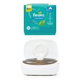Podgrzewacz do nawilżanych chusteczek PRINCE LIONHEART Evo Wipes Warmer + Chusteczki nawilżane PAMPERS Fresh Clean (312 szt.)