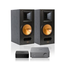 Wzmacniacz WIIM Vibelink Amp Ciemnoszary + Odtwarzacz sieciowy WIIM Pro Plus + Kolumna głośnikowa KLIPSCH RB-81 II Czarny (2 szt.)