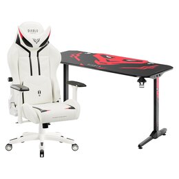 Biurko DIABLO CHAIRS X-MATE 1400 + Fotel DIABLO CHAIRS X-Ray (L) Biało-czarny