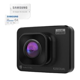 Wideorejestrator NAVITEL R250 Dual + Karta pamięci SAMSUNG Pro Endurance microSDXC 64GB + Adapter