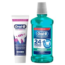 Płyn do płukania jamy ustnej ORAL-B Pro-Expert Deep Clean 500 ml + Pasta do zębów ORAL-B Pro Junior 75 ml