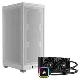 Chłodzenie wodne CORSAIR iCUE H100i RGB Elite + Obudowa CORSAIR 2000D Airflow Biały